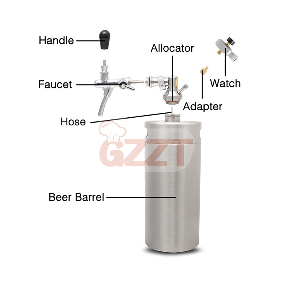 Draft Beer Growler Beer Barrels Stainless Steel 304 Mini Beer Keg 5L 10L 3.6L 4L 2L with CO2 Regulator