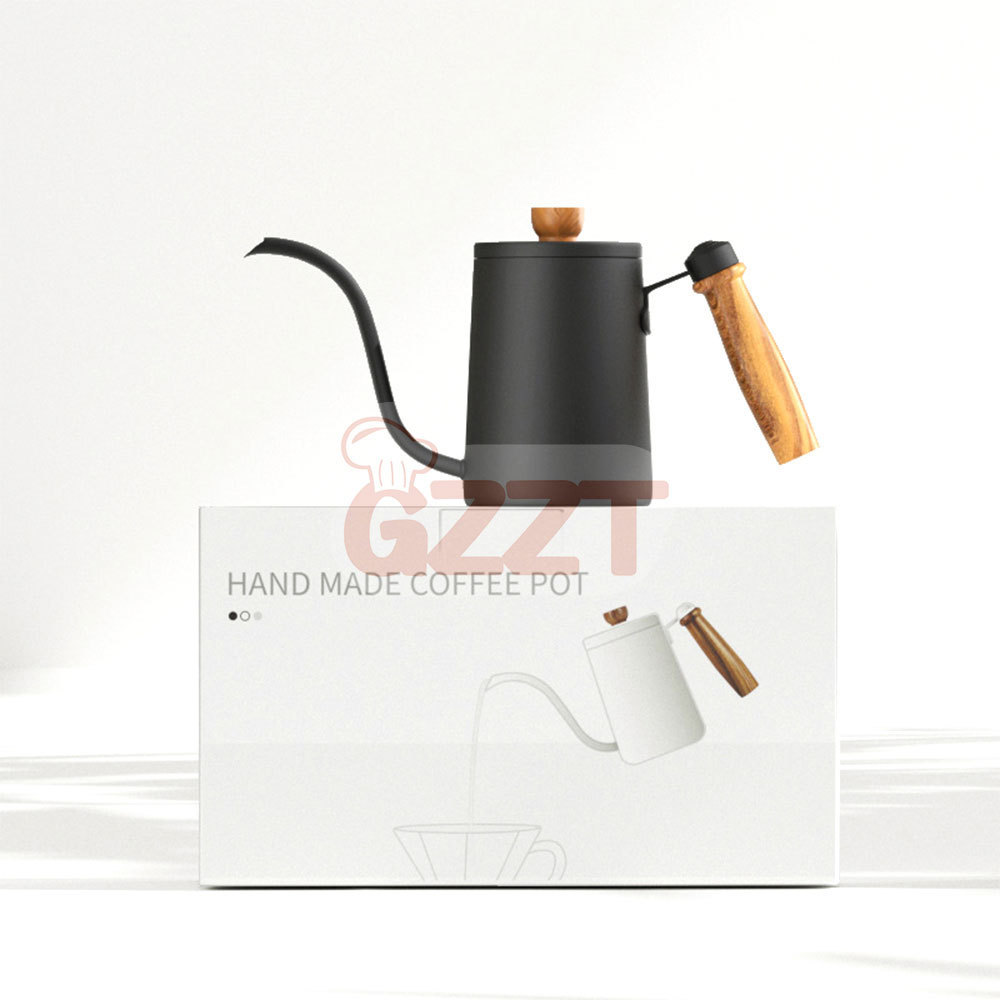 High Grade Style Wooden Hand Drip Coffee Kettle Fine Stainless Pour Over Gooseneck Tea Pot Hand Brewed Swan Neck Coffee Pot