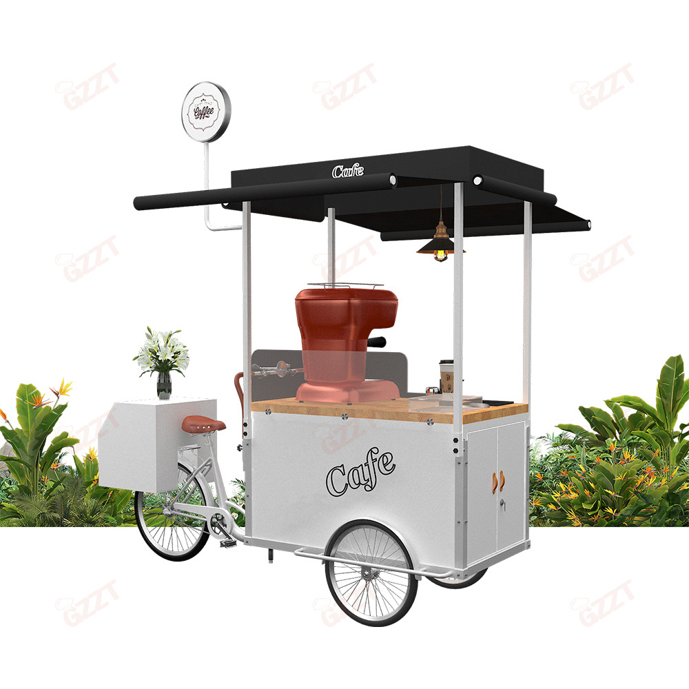 Coffee Large Storage Space 3 Wheels Tricycle Street Sale Fold Food Bike Business Cart Cargo Electric Coffee Bike Scooter