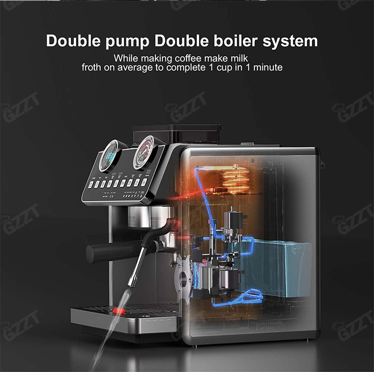 Dual Boiler Double pump Electric Coffee Machine Multi-functional Espresso With Bean Grinding Pressure For Home Hotel Office Use