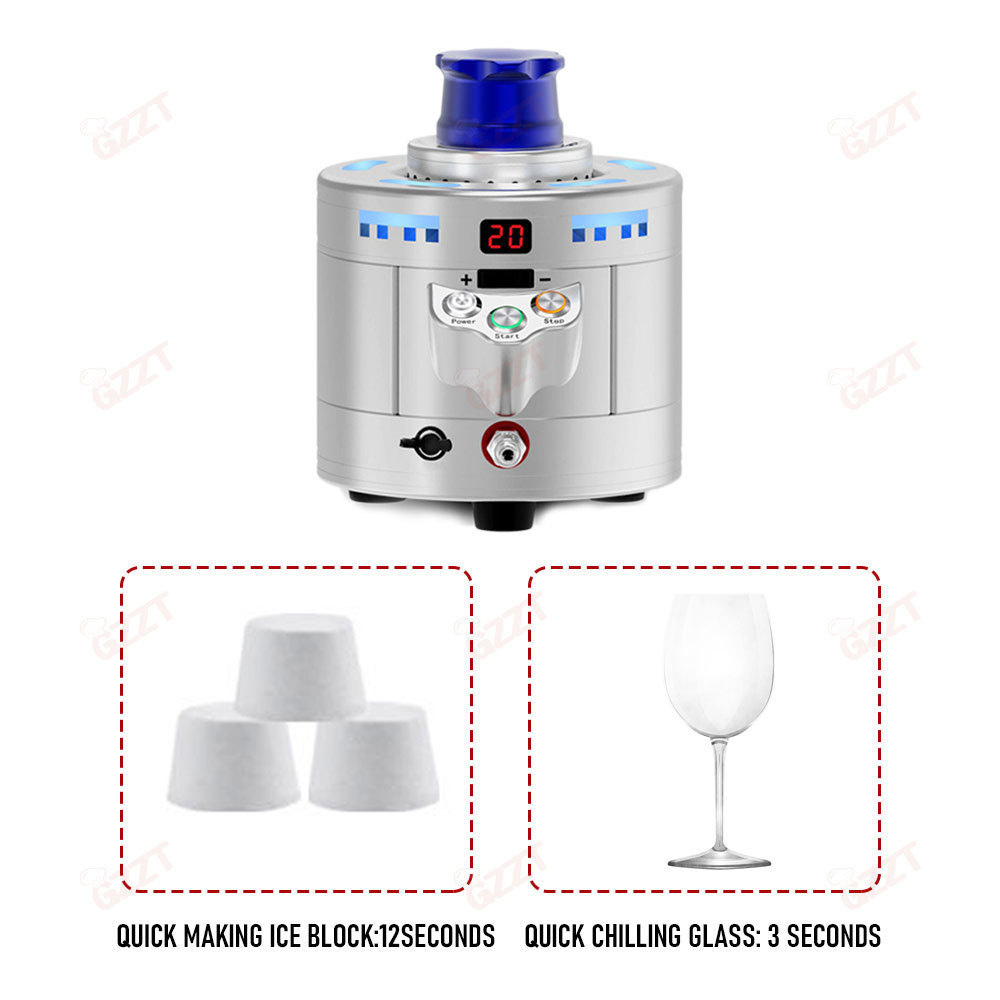 Two in one Portable Electrical Dry Ice Bock Maker Machine Food Grade To Make Atmosphere Smoke Frozen Glass Drink Cup Machine