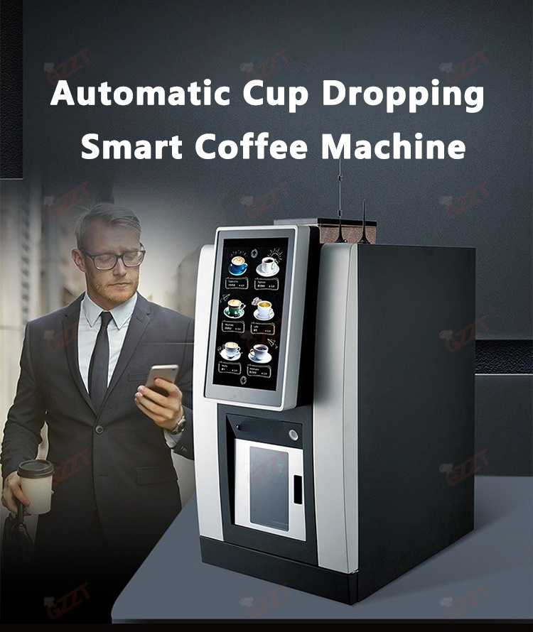 Auto cup drop Fresh Grinding Instant  Automatic Coffee Vending Machine Cashless Advanced Bean To Cup Espresso Vending Machine