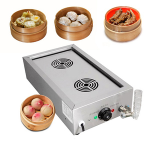 Wholesale Commercial Stainless Steel Dim Sum Steamer Electric New Two-Hole Dimsum Dumpling Wonton Momo Sweet Corn Bun Steamer