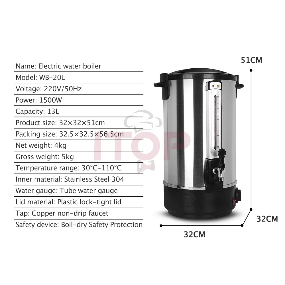 GZZT Kitchen 13L restaurant hotel hot water boiler  hot water supply electric kettle