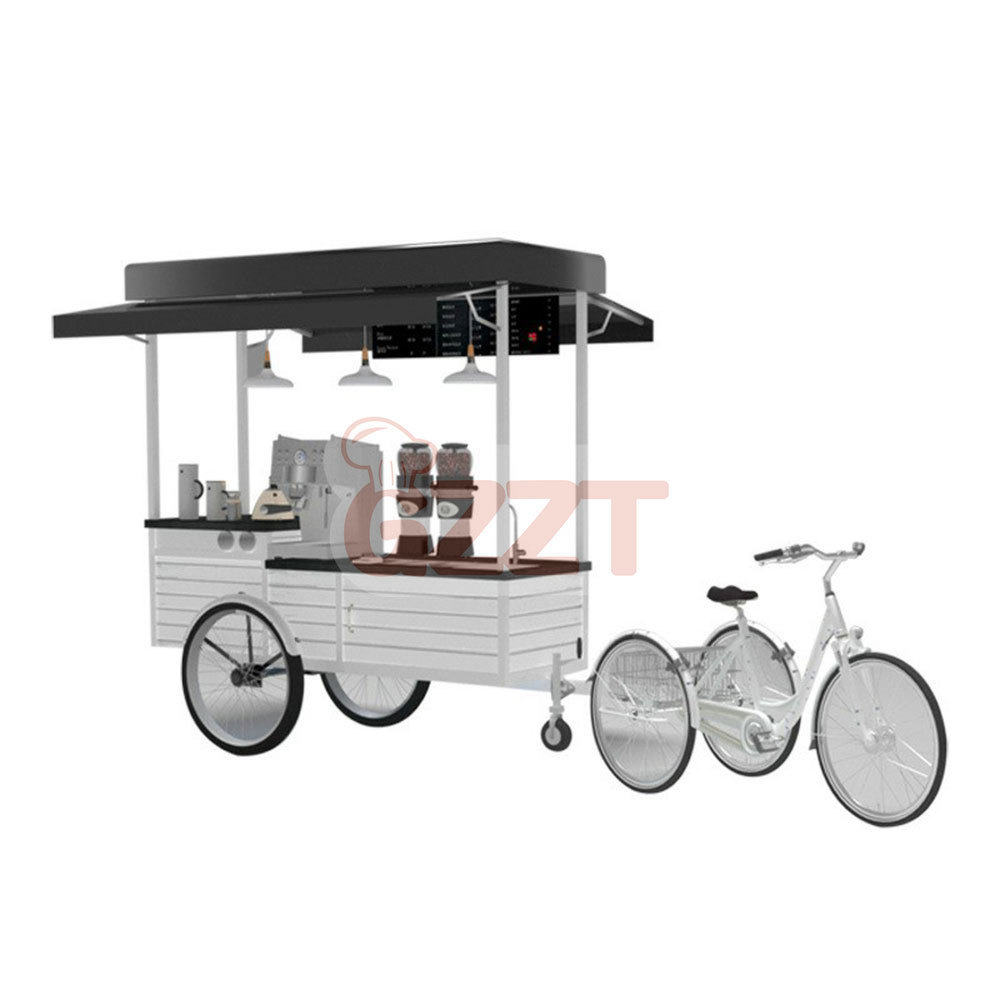 3 Wheel Cargo Bike Street Food Delivery Bike Crepe Trailer High Standard Ice Cream Coffee Push Cart With Display Freezer