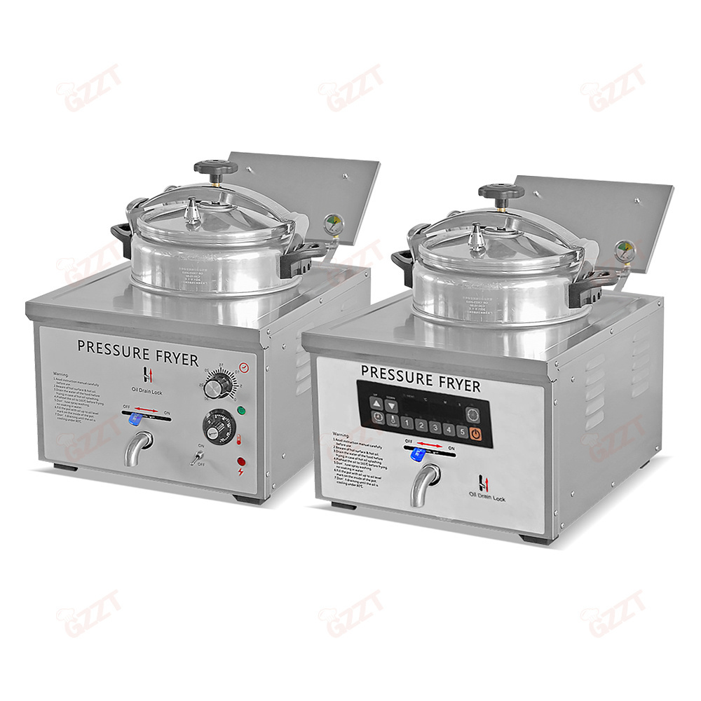 Manufacturer Turkish Stainless steel Single phase Electric Countertop Pressure Fryer with Faucet Automatic Pressure Relief Valve