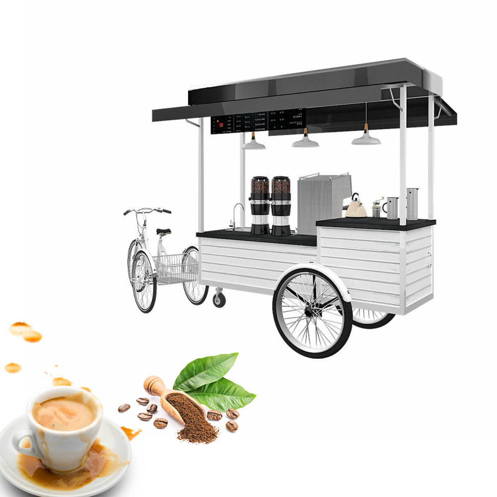 High Quality Small Ice Cream Coffee Push Cart With Display Freezer Vegetables And Fruits Transport Truck