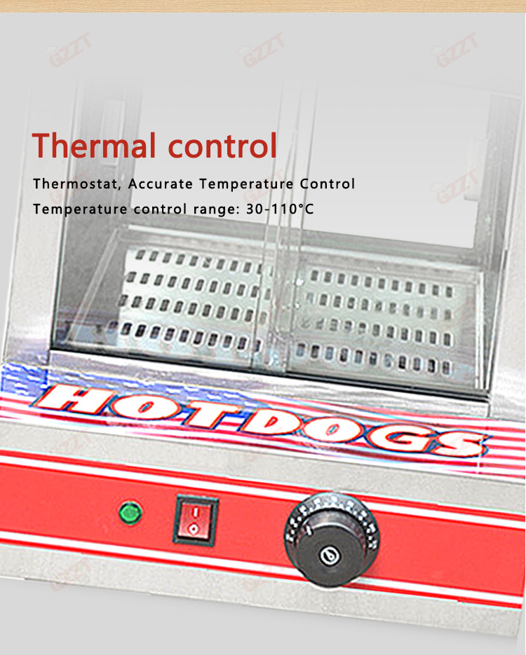 Electric Hot Dog Display Warmer Hot Dog Showcase Machine Food Warmer Showcase Display Commercial Hot Dog Warming Showcase