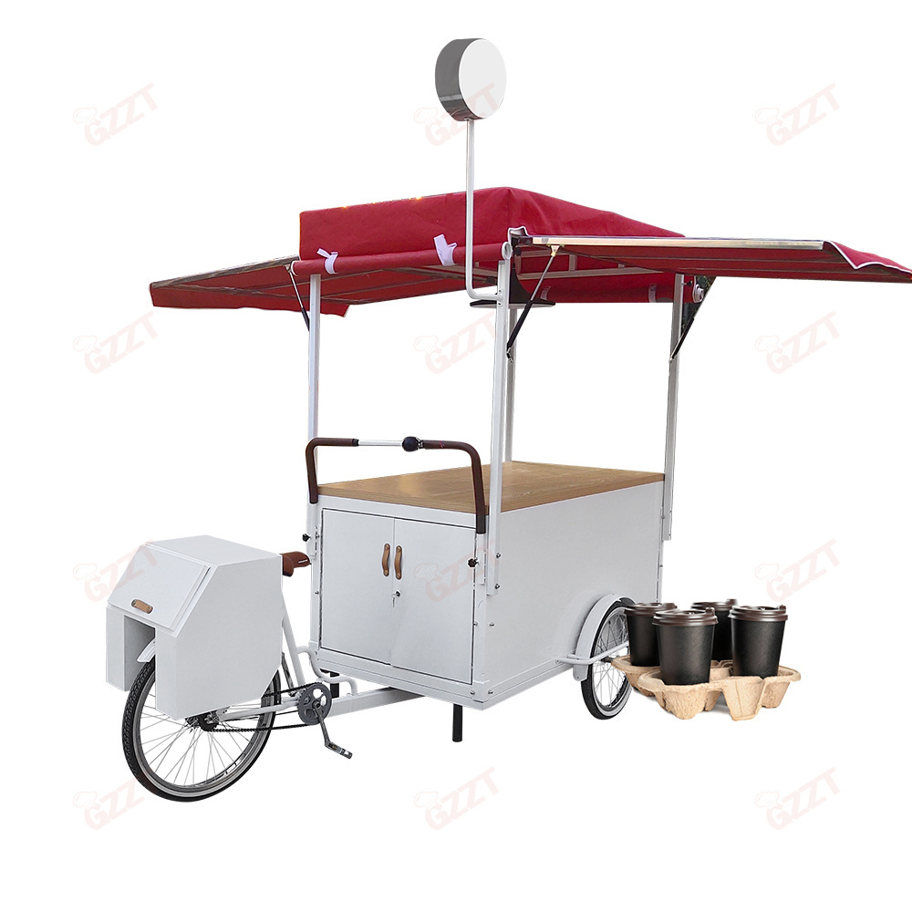 3 wheels electric OutDoor Selling Mobile Food cart Coffee Food Bike mobile coffee cart van With Folding waterproof roof