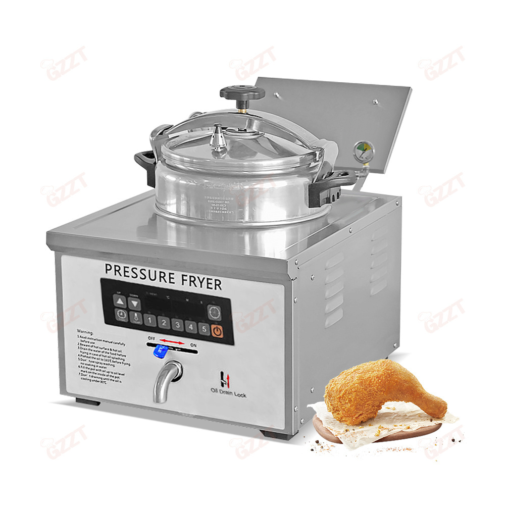 Manufacturer Turkish Stainless steel Single phase Electric Countertop Pressure Fryer with Faucet Automatic Pressure Relief Valve