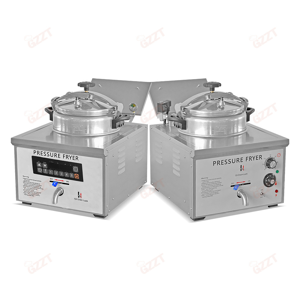 Manufacturer Turkish Stainless steel Single phase Electric Countertop Pressure Fryer with Faucet Automatic Pressure Relief Valve