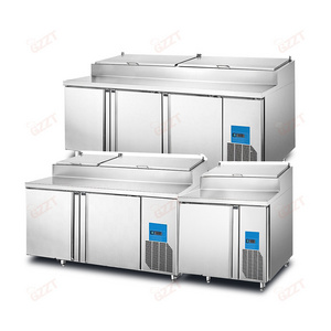 1.2M 1.8M 2.3M Air Cooling Commercial Under Counter Worktop Refrigerated Pizza Salad Bar Table Counter Freezer 1/2/3 Doors