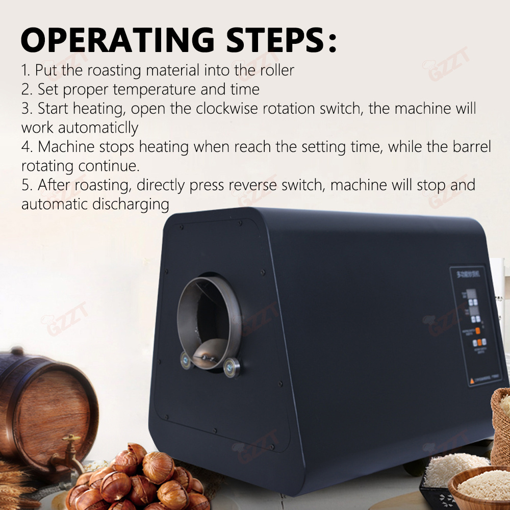 Built-in roller Automatic Electric Drum Heating Soybean Cashew Nut Mini Pumpkin Seed Hazelnut Small Peanut Roaster Roast Machine