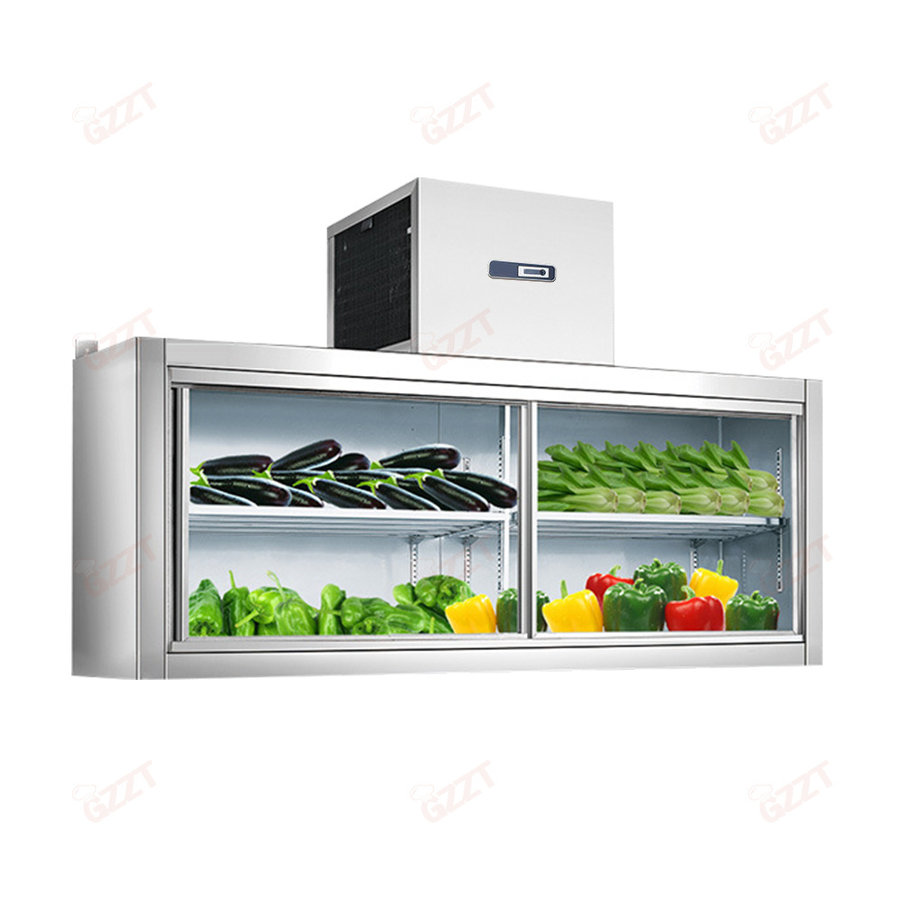 Overhead Counter Top Double Sliding Glass Door Wall Mount Beer Display Freezer Showcase Fast Cool Fridge Chiller Refrigerator