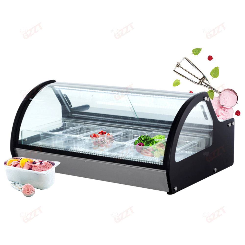 6*1/3 Pans Table Top Gelato Display Freezer Showcase Small Ice Cream Freezer 122L Popsicle sticks Table Top Display Freezer