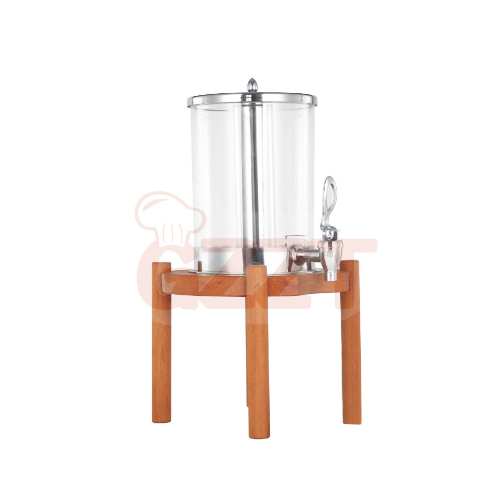 Luxury 7L Buffet Cold Beverage Juice Dispenser With Walnut Wood Base Catering Beverage Juice Alcohol Drink Dispenser  Barrels