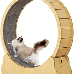 Cat Wheel Exerciser for Indoor Cats,Large Wood Cat Exercise Wheel with Upgraded Design,Pre-Assembled Cat Treadmill for Quick Ins