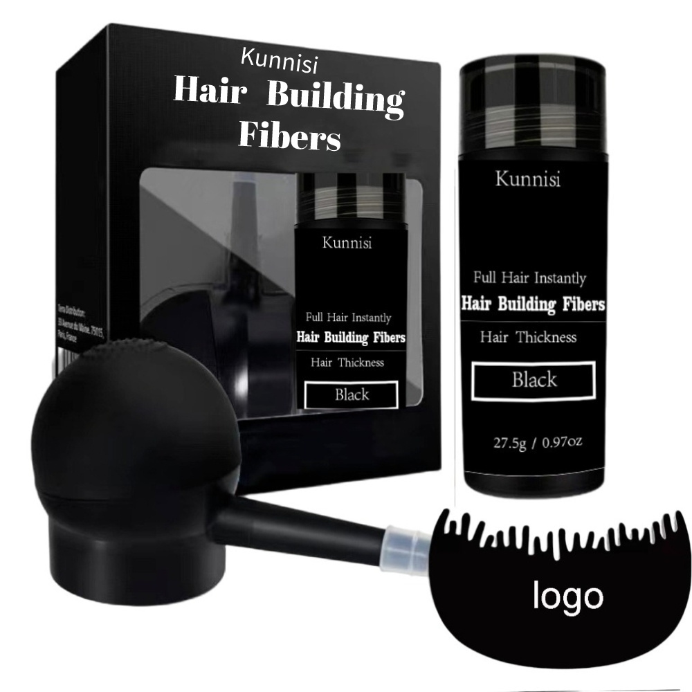 Custom logo 25g hair building fibers set with hair spray applicator for thickening hair