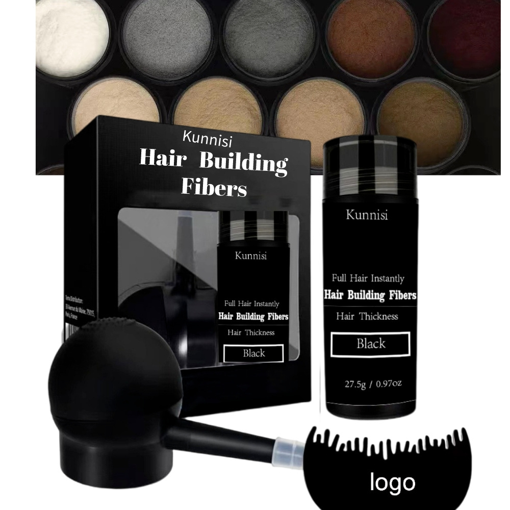 Custom logo 25g hair building fibers set with hair spray applicator for thickening hair