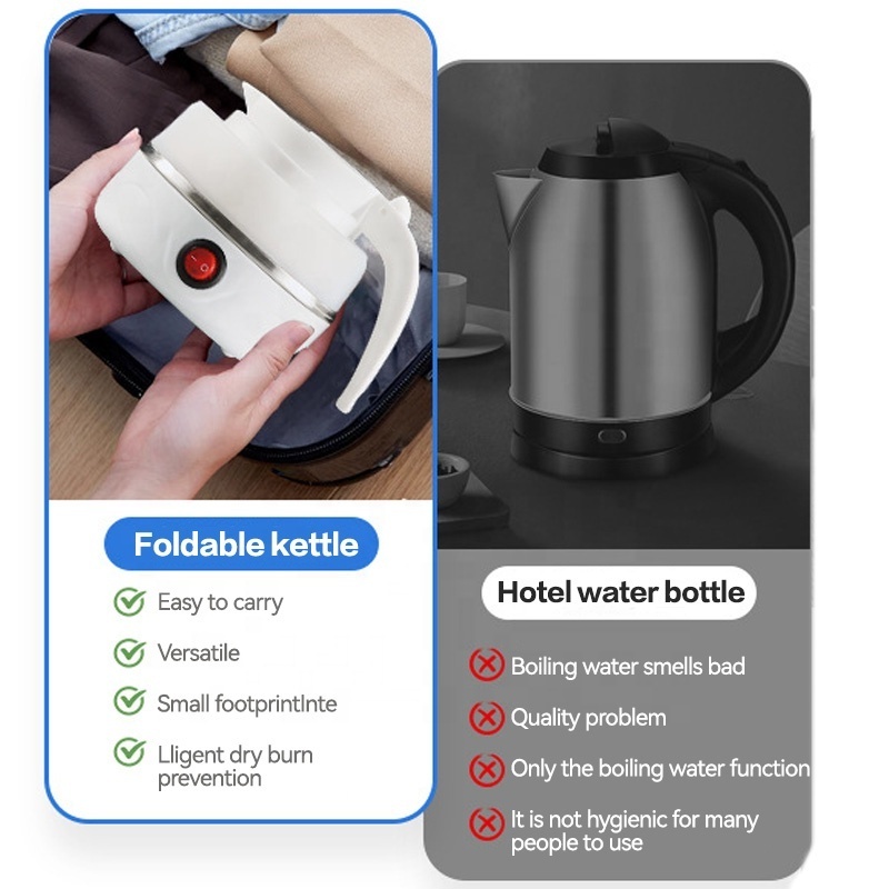 Travel Portable Foldable Electric Kettle Collapsible Water Boiler For Coffee Tea Fast Water Boiling Pot 600ML