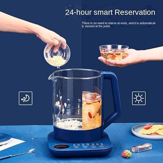 Household Health Pot, Multifunctional Glass Tea Maker, Smart 12H Reservation Electric Kettle blue