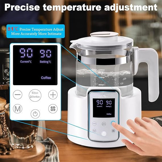 Electric Kettle Temperature Control with 6 Presets, 12h Keep Warm Baby Formula Kettle Hot Tea Maker