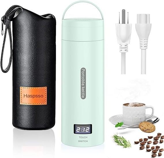 Travel Electric Kettle - Small Portable Mini Tea Coffee Hot Water Kettle Water Boiler for Travel & Work with Cup Bag