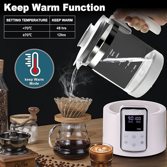 Electric Kettle Temperature Control with 6 Presets, 12h Keep Warm Baby Formula Kettle Hot Tea Maker