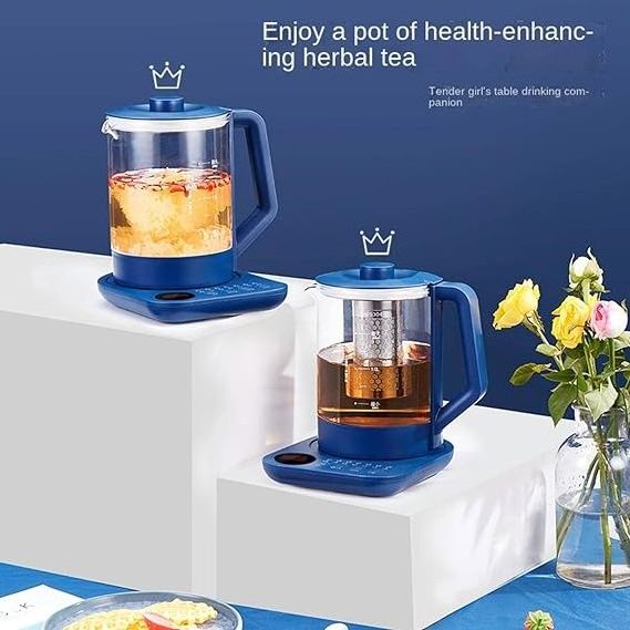 Household Health Pot, Multifunctional Glass Tea Maker, Smart 12H Reservation Electric Kettle blue