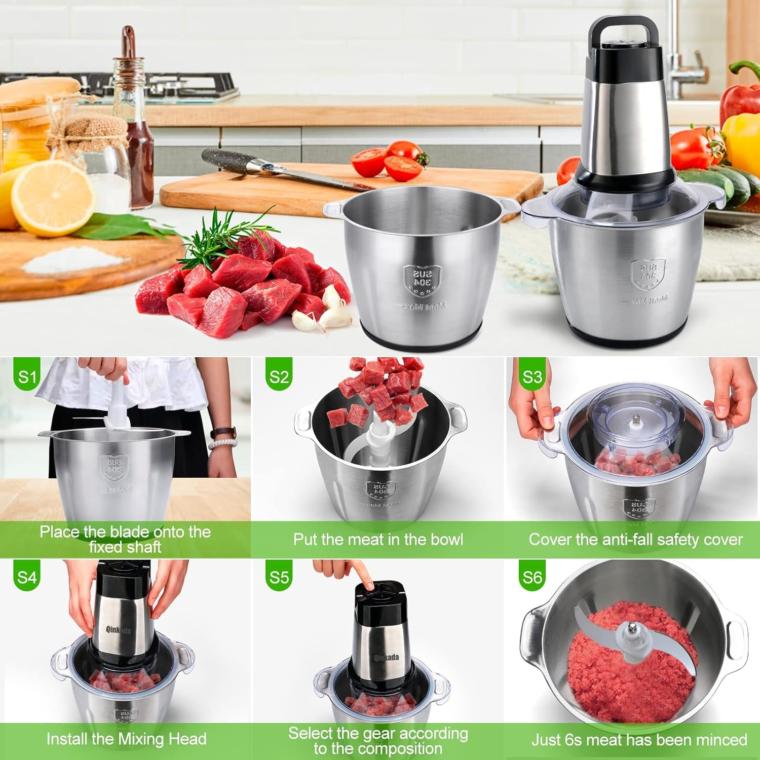 Portable Food Fruit Mixer Industrial Electric Kitchen Meat Grinders Slicers Machine Commercial