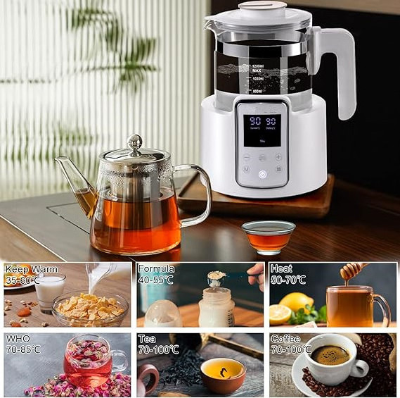 Electric Kettle Temperature Control with 6 Presets, 12h Keep Warm Baby Formula Kettle Hot Tea Maker