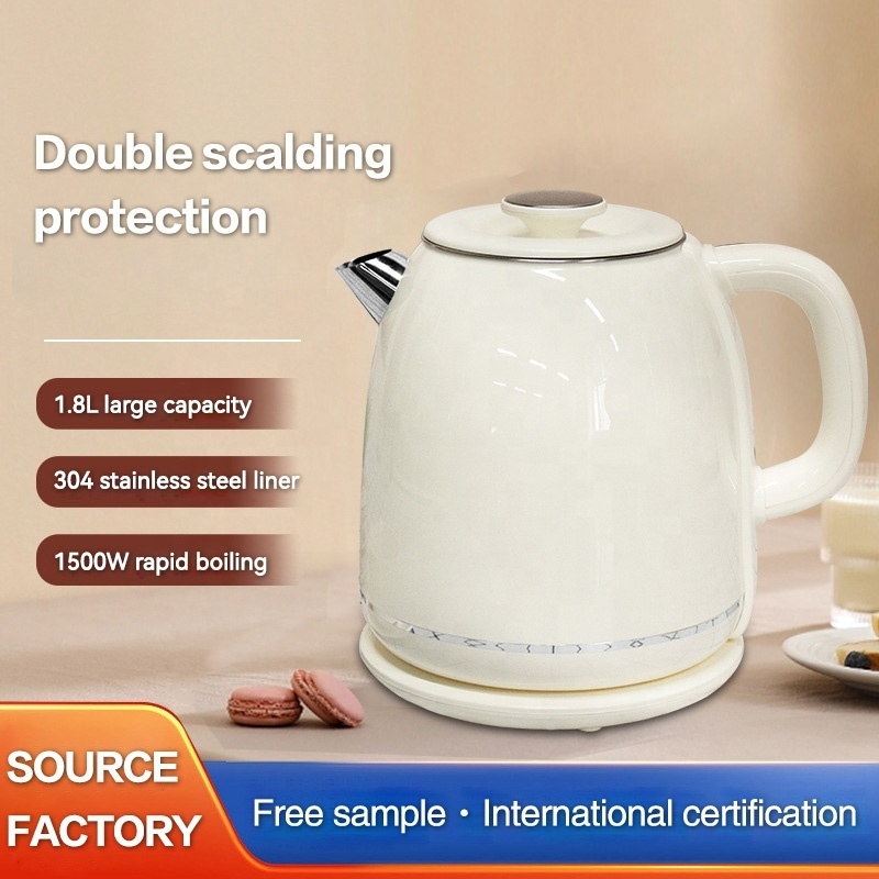 Cream style 2L large capacity electric kettle automatic power off double anti-hot 304 stainless steel household tea kettle