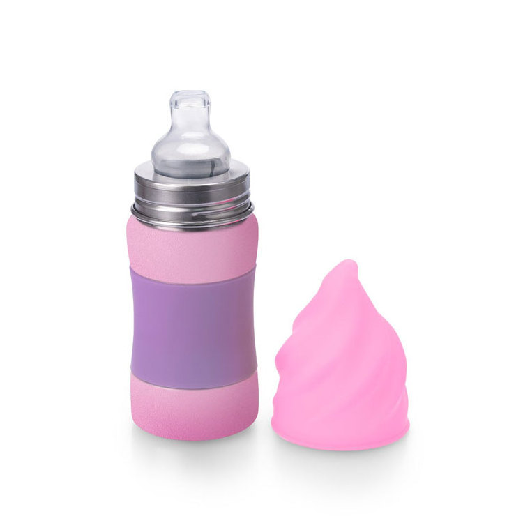 Water Bottle Food Grade Baby Feeding Milk Bottle BPA Free Stainless Steel and silicone baby bottle