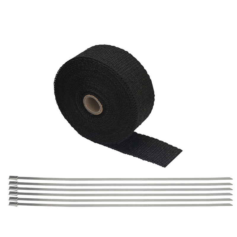 800 degree Manifold Header Exhaust Thermal Heat Tape Wrap Roll with stainless steel ties 2'' x 10m