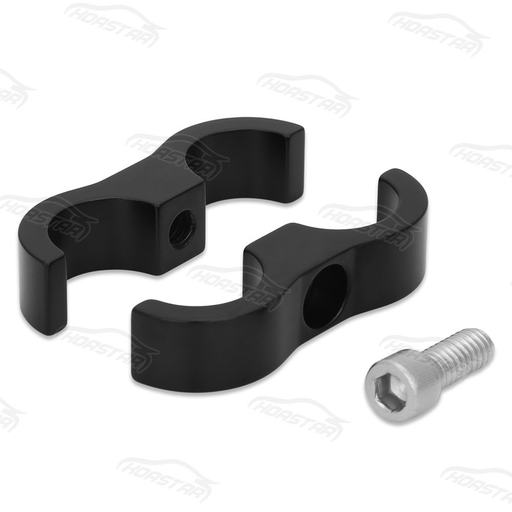 Black Universal AN10 Billet Dual Hose Turbo Separators Divider Clamp For Oil Fuel Water Braided Hose