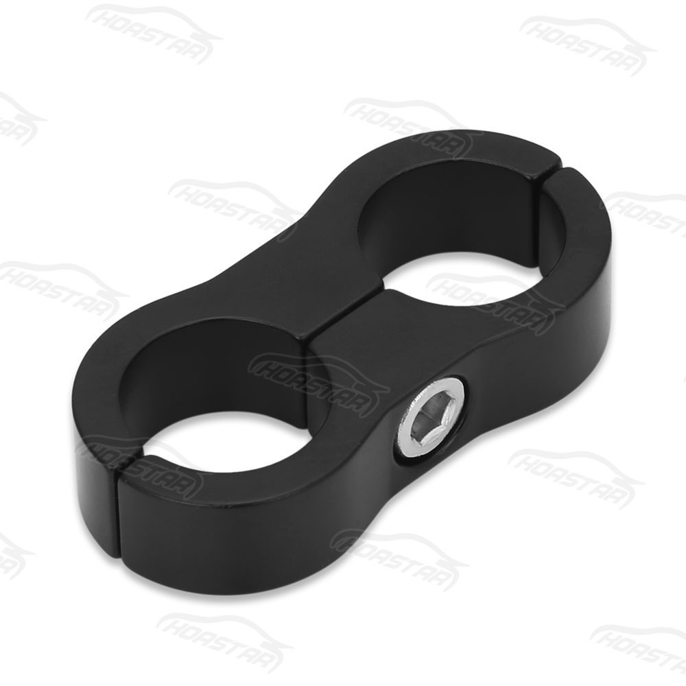 Black Universal AN10 Billet Dual Hose Turbo Separators Divider Clamp For Oil Fuel Water Braided Hose