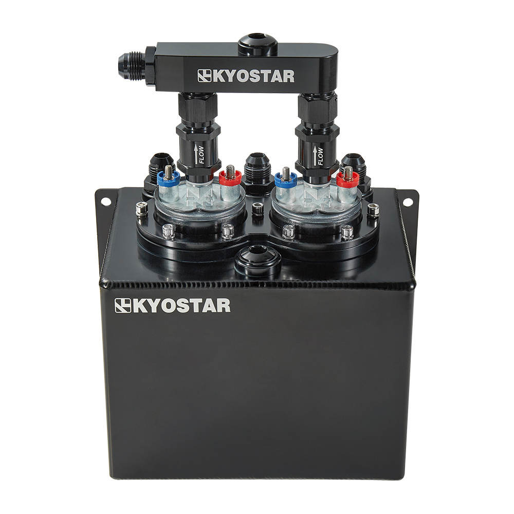 KYOSTAR 3L Aluminum Highflow Fuel Swirl Surge Pot Tank with  Fuel Rail For Dual 044 Fuel Pump