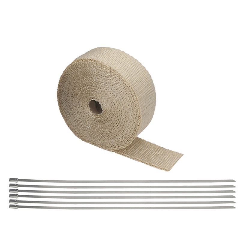 800 degree Manifold Header Exhaust Thermal Heat Tape Wrap Roll with stainless steel ties 2'' x 10m