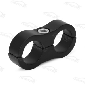 Black Universal AN10 Billet Dual Hose Turbo Separators Divider Clamp For Oil Fuel Water Braided Hose