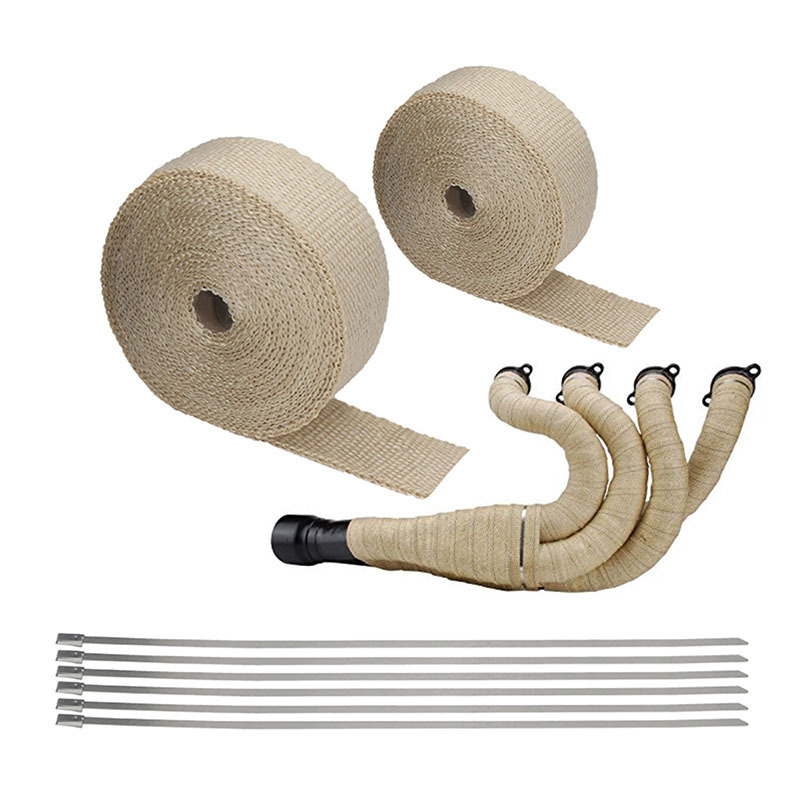 800 degree Manifold Header Exhaust Thermal Heat Tape Wrap Roll with stainless steel ties 2'' x 10m