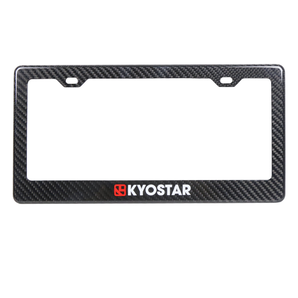 KYOSTAR 100% Real Carbon Fiber Black License Plate Frame Custom Logo for US Car