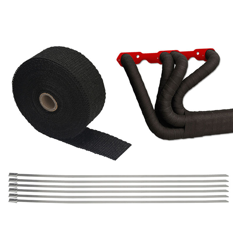 800 degree Manifold Header Exhaust Thermal Heat Tape Wrap Roll with stainless steel ties 2'' x 10m