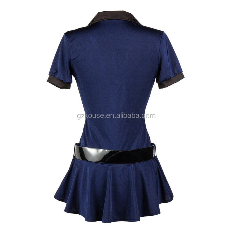 Blue Sexy Cop Costume Halloween police Adult Role Play Costumes Policewoman Female Cop Uniform politie(hat+belt+handcuff)