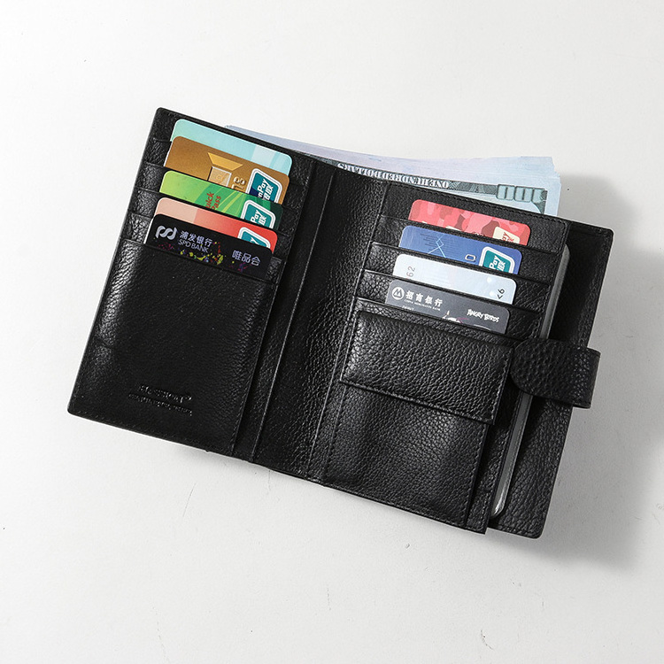 factory custom high quality leather purse rfid blocking genuine leather men carteira wallets with money clip card holder wallet