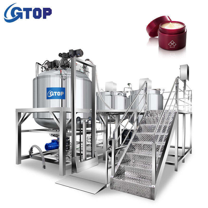 Top Quality Fixed Type Cosmetic Cream Vacuum Essence Boiler Mixer Homogenizing Emulsifier Serum Emulsion Mixing Blending Tank