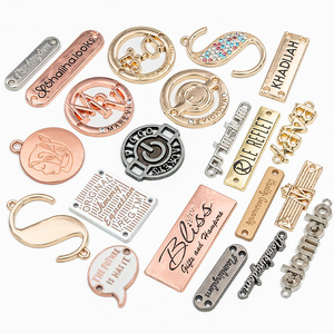 Garment accessories brand logo bag gold embossed metal label tag metal tag plate custom logo for garment clothes bag