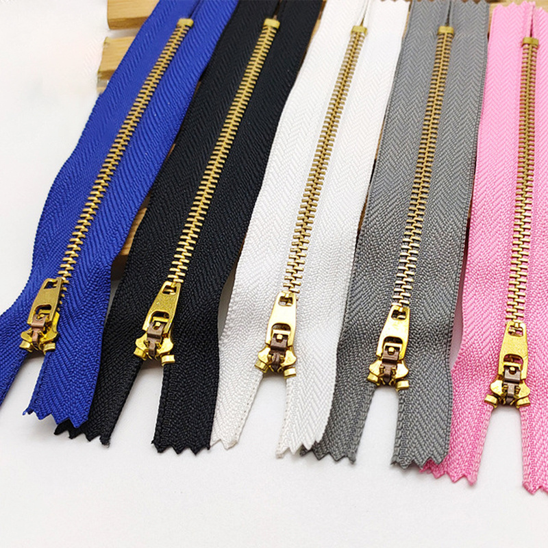 #3 #5 #7 #8 #10 cremallera fermuar metallic custom 10# brass zipper roll jacket bag metal zip metal zippers for closures