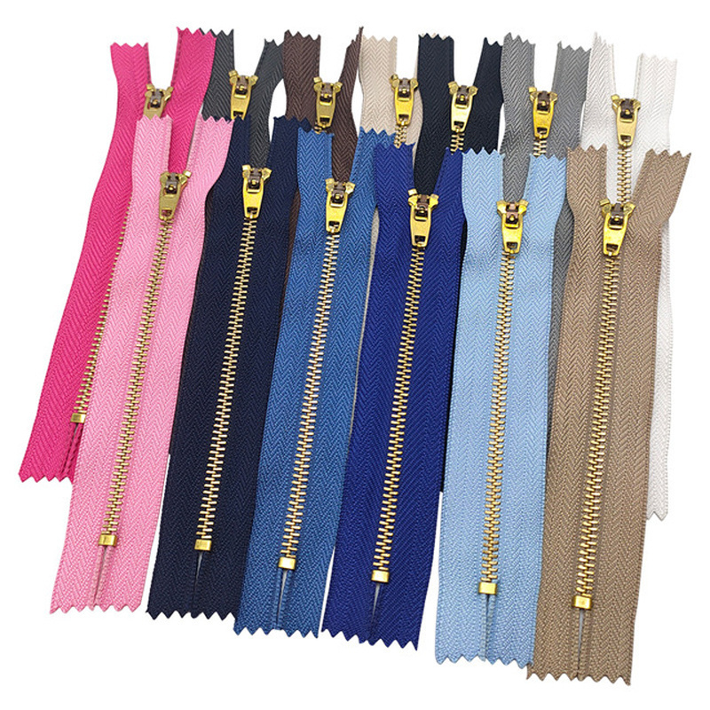 #3 #5 #7 #8 #10 cremallera fermuar metallic custom 10# brass zipper roll jacket bag metal zip metal zippers for closures