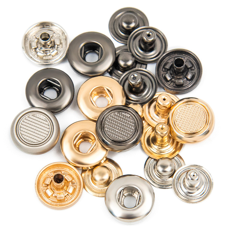 Custom logo made alloy 12mm boton thobe press 4 part snap fastener set metal silver kurta snap button for clothing men clothes