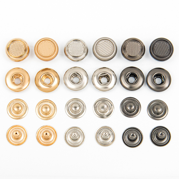 Custom logo made alloy 12mm boton thobe press 4 part snap fastener set metal silver kurta snap button for clothing men clothes